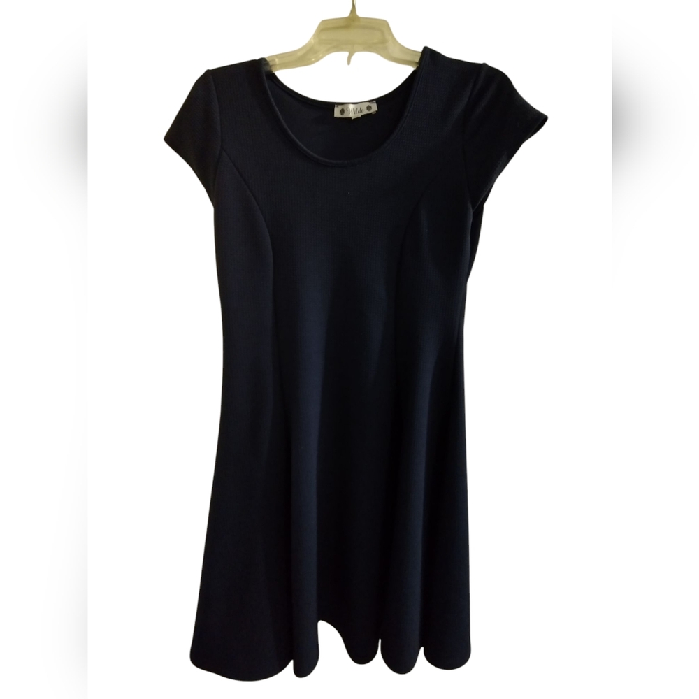 💚 Wilde Dark Blue Dress - Classic Versatile Textured Medium A-line